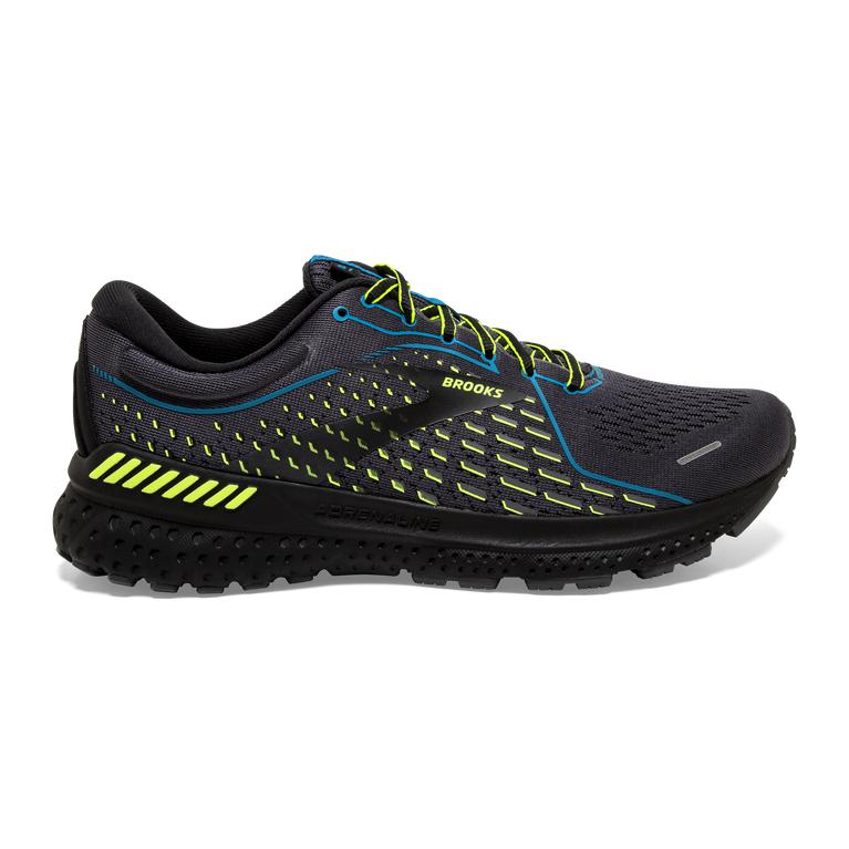 Brooks Adrenaline GTS 21 Road Running Shoes - Men's - Black/Blue Jewel/GreenYellow//Nightlife (61382